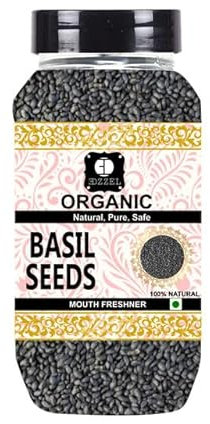 EDZZEL Natural Basil Seeds Traditional Premium Quality Indian Origin ( Pack of 1 ) 200 Gm