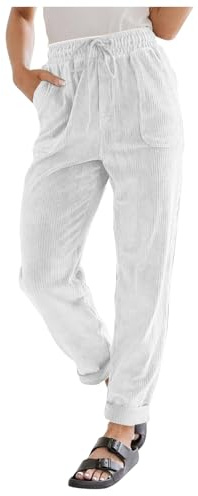 Pantalon Velours Côtelé Femme Taille élastique avec Cordon De Serrage Pantalon De Jogging Femme Chic Ample avec Poche Pantalon Femme Hiver Printemps Confortable Casual Sport