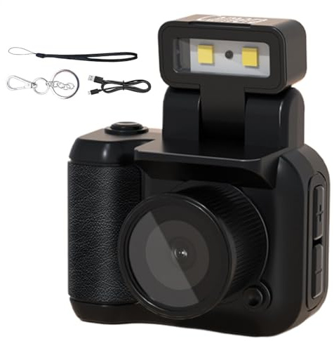 Cámara Pequeña Vintage Mini Videocámara Digital Vintage Portátil Compacta | Con Luz Estroboscópica LED Cámara Digital Miniatura Multifuncional Para Viajes, Vlogging, Grabación, Niños,