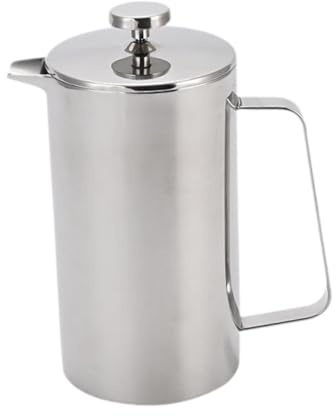 perfk Cafetera a presión Francesa de Acero Inoxidable, fácil de Usar, Tetera de café a Prueba de Herrumbre, cafetera para Acampar al Aire Libre, Cocina o, Medio