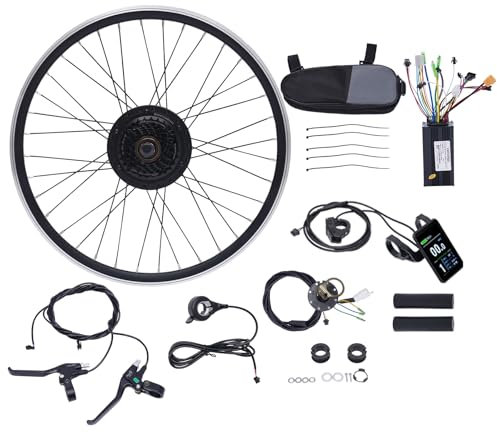 Dekltus 24'' E-Bike Umrüstsatz, 36V 500W Hinterrad Elektro Fahrrad Motor Kit mit LCD Display, 5 Gänge E-Bike Conversion Kit, Geschwindigkeit: 30-35km/h
