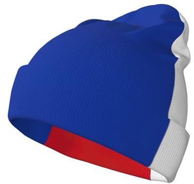 HJLUUFT Wintermütze mit russischer Flagge, für Herren und Damen, Beanie, weich, warm, Strickmütze, Skistock, Fleecefutter, Schwarz, Schwarz, Einheitsgröße