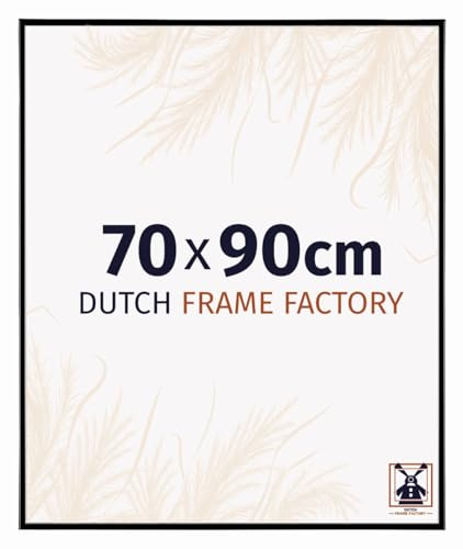 Dutch Frame Factory - Bilderrahmen 70x90 cm - Schwarz Hochglanz - Bilderrhamen aus Kunststoff mit Antireflex Kunstglas - Fotorahmen 70x90 cm - Easy