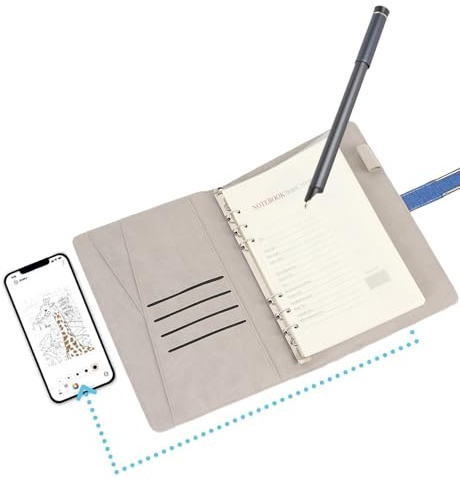 Smart Pen Notebook Set, 3 IN1 Digital Smart Pen mit Bluetooth Notebook, Echtzeit Synchronisation Zum Telefon, OCR Textkonvertierung für Studenten und Fachkräfte funktioniert mit (Black) (Blue)