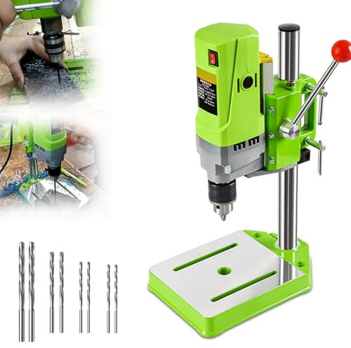 QYLTTDM Supporto per Trapano a Colonna Elettrico, Supporto per Trapano a Colonna, Morsetto Regolabile per Trapani Elettrici, Design a 6 velocità, Mini Trapani da Banco per Casa E Giardino