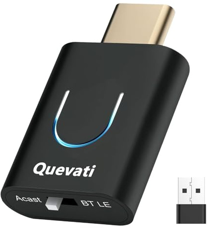 Quevati Adaptateur audio USB-C Bluetooth 5.3 pour PS5, puce Qualcomm, aptX Adaptive & HD, son premium, compatible avec AirP0ds