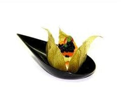 Canape King Plastic Teardrop Dish – Black Reusable Mini Plates – Elegant Serving Bowls for Sushi, Appetizers & Desserts – Stylish Plastic Tableware for Catering, Weddings, Buffets & Parties (50)