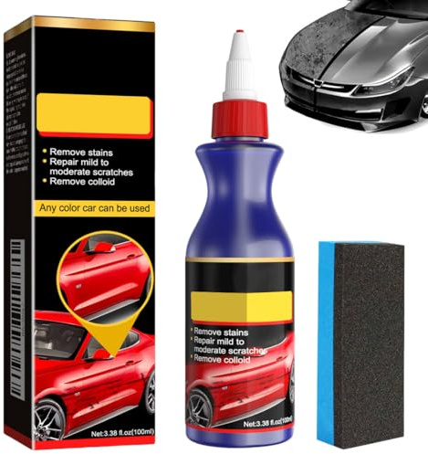 VRYNDH Nouveau éliminateur de rayures de voiture, 100 ml Cire nettoyante professionnelle pour voiture, kit de réparation de peinture avec éponge, polish pour carrosserie de voiture et moto