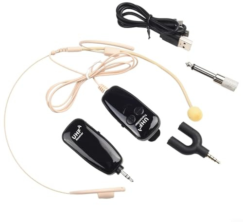 Système de microphone UHF 2 en 1 pour conférences et visites avec casque et poche