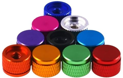 2 Stück farbige Aluminium-Rändelmuttern - M3,5/M4 Blindloch-Rändelmuttern(Royal blue,M4)