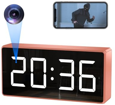 4K Reloj Mini Camara Espia Oculta vigilancia wifi interior - Salmon | 4K,ángulo amplio de 170°,Wi-Fi 2,4 y 5G,visión nocturna,detección de movimiento,control por app,visualización remota