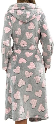Bademantel Damen - Accappatoio in Pile A Maniche Lunghe Morbido con Cintura Comodo Abbigliamento da Casa Spa E Relax Comodo Indumento da Notte (Grey S)