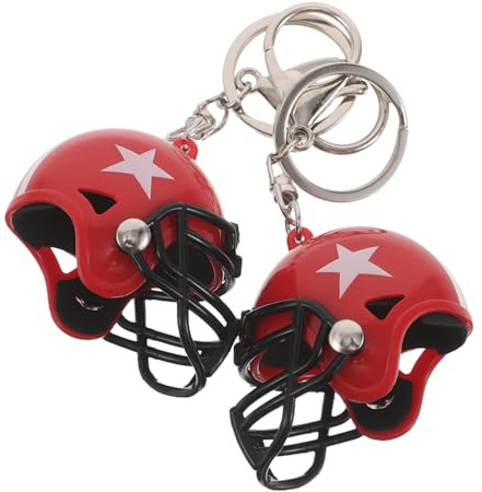 Gatuida Llavero de Fútbol Americano Mini Casco Rojo Estrella Roja, Colgante para Mochilas y Bolsos, Pack 2 Unidades, Accesorio Deportivo para Fanáticos y Jugadores de Fútbol