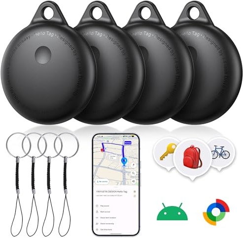 2026 Smart Tracker Tag Localizador de artículos para Android Bluetooth Tracker Tag sin suscripción Compatibles con Google Find Hub,Impermeable IPX6 Rastreador para Llaves,Equipaje
