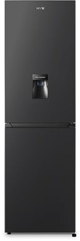 HYE Fridge Freezer - 50/50 Freestanding Fridge Freezer, 182.4cm Height, 55cm Width, 256 Litre Capacity, Total No Frost & Non-Plumbed Water Dispenser, Black - RF01FF256B18