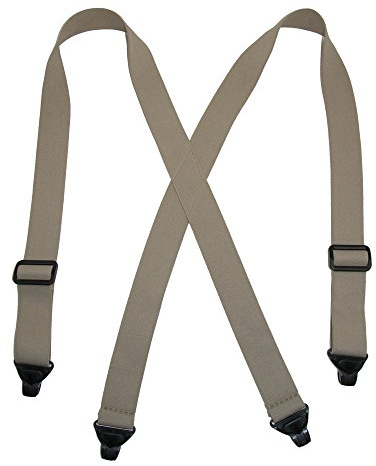 CTM mäns elastiska plastklämmor TSA-kompatibla flygplatshängslen, Khaki, en storlek