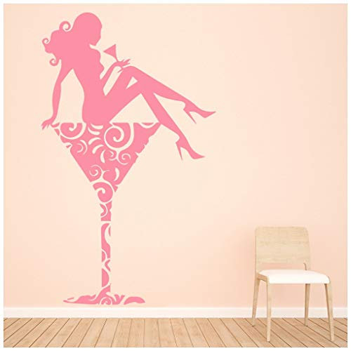 azutura Glamour Girl Martini Glass Wall Sticker available in 5 Sizes and 25 Colours Moss Green