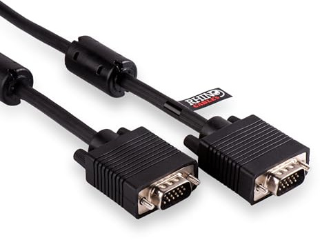 rhinocables High-Performance VGA Cable – 15-Pin Male/Male SVGA Monitor Lead with 28AWG Coax, Low-Capacitance 60pF/m Signal Design & 75Ω Impedance | For CRT & LCD Screens, PCs & Projectors (7m)
