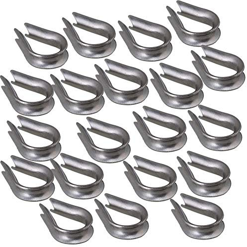 Yibuy 20PCS 304 Stainless Steel Wire Rope Thimbles M2 Wire Rope Cable Thimble for 2mm Wire