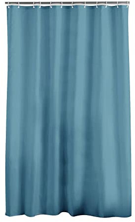Douceur d'Intérieur, Duschvorhang mit Haken (180 x 200 cm) Essencia, Petrol, Polyester, Petrole