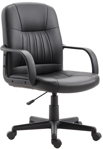 Vinsetto Sedia da Ufficio Ergonomica e Girevole, Poltrona da Ufficio con Altezza Regolabile in Similpelle 60x60x94-103cm Nero