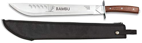 Machete Stangenschneider iFIELD Basismodell Bambu EL29006, Klinge mattiert 43,5 cm, Holzgriff, mit Nylonscheide, gesamt 60cm, Campinggerät zum Angeln, Jagen, Sportaktivitäten