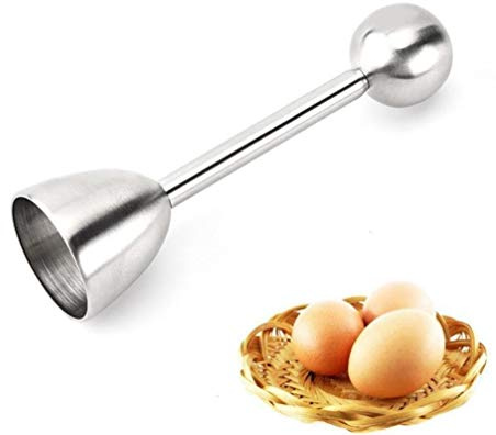 Toqueur à œufs pour décalotter les œufs à la coque œufs mollets œufs durs outil de cuisine en acier inoxydable lisse avec ouverture ronde
