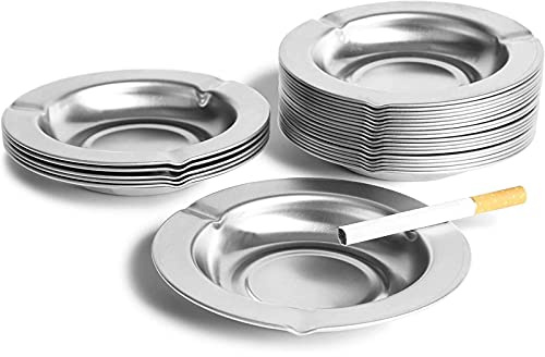 Juvale Zigarren- und Zigarettenaschenbecher aus Edelstahl - Aschenbecher für Restaurants & Partys - leicht zu reinigende Oberfläche für schnelle Zigarettenentsorgung - 24 Stück - 12,2 x 1,5 cm, Silber