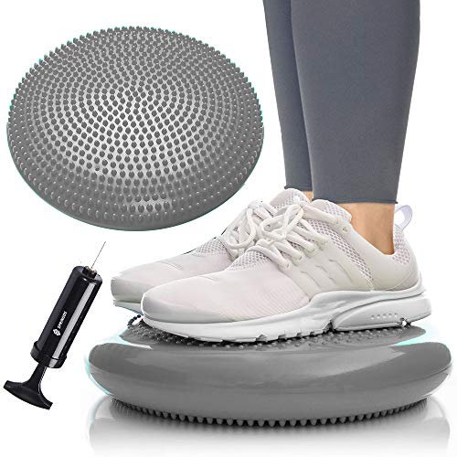 SPRINGOS Balance Pad Sitzkissen Orthopädisch mit Noppen, Ø 34 cm, Ergonomisches Balancekissen für Bürostuhl, Inkl. Luftpumpe, Orthopädisches Wackelkissen