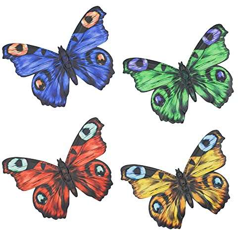 SUNNEKO 4 PCS Butterfly Wall Art Decoration Garden Ornaments Outdoor Indoor Metal Wall Art Garden Fence Decorations Yard Wall Hanging Decoration Shed Walls Fences Kitchen Art Deco