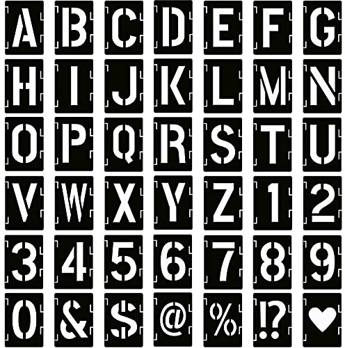 42Stücke Kunststoff Verbindbar Schablonen Set Buchstaben Zahlen Zeichen Schablonen Wiederverwendbar Alphabet Malvorlage, für Malerei auf Wand Wohnkultur DIY und Handwerk(3 Zoll)