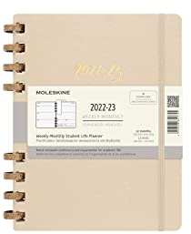 Moleskine Monatsplaner 2022, 2023, 12 Monate Terminplaner, Monatsplaner im Festen Einband, Maß Large 19 x 25 cm, Remake Sand