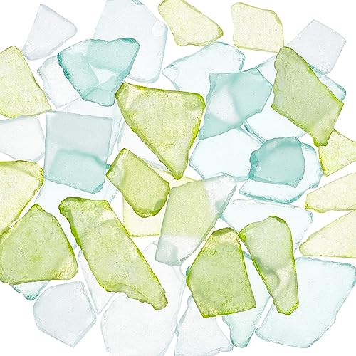 PH PandaHall Seeglas, Glasvasenfüller, 45 Stück, 3 Farben, Blau/Weiß/Grün | Getrommelt, Glasvasenfüller, Für Strand Hochzeit Party Decor, Home Decor Weihnachtsbaum, DIY Bastelbedarf