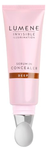 LUMENE Invisible Illumination Serum in Concealer | Deep Shade | For Brightening & Concealing Dark Circles | Lightweight, Multi-Use Makeup Infused with Vitamin E for Hydration | Vegan | 10 ml