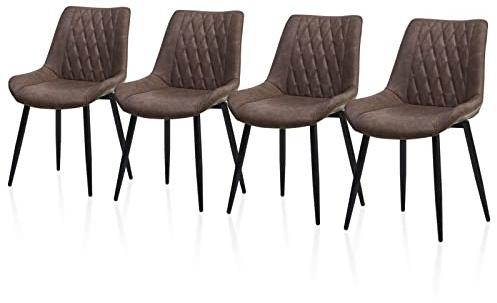 TUKAILAI Esszimmerstühle 4er Set Kunstleder Polsterstuhl mit Metallgestell | Polsterstühle mit Ergonomischer Rückenlehn, bis 150kg Belastbarkeit,Küchenstuhl für Esszimmer und Wohnzimmer Restaurant