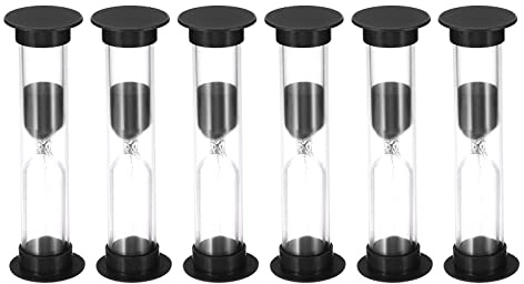 PATIKIL 2 Minutos Arena Temporizador, 6uds Pequeño Arena Reloj con Plástico Cubierta, Cuenta Regresiva Arena Cristal para Juegos, Cocina, Fiesta Recuerdos Bricolaje Decoración, Negro
