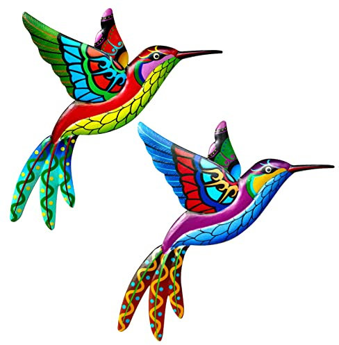 2 Stück Kolibri Metall, Kolibri Deko Wand Wanddekoration 3D Kolibri Kolibri Zum Aufhängen Vögel Wanddeko Wanddekoration Skulptur Wanddekoration Outdoor Garten Metall Wandkunst Dekor Wandskulptur Vögel