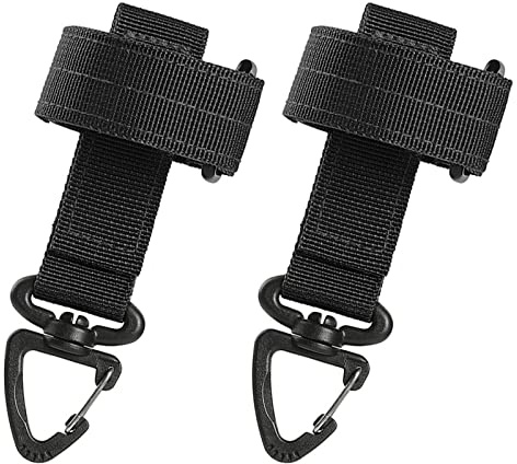 Cdemy Handschuhhalter, 2 Stück mit Karabiner, multifunktional, Arbeitshandschuhe, Klettverschluss, Haken, für Polizei, Feuerwehr, Arbeiter (schwarz)