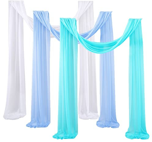 3 Stücke Hochzeit Bogenvorhänge Querbehang Freihanddeko für Traubogen,Hochzeitsbogen zum Aufhängen Voile Hochzeitsvorhänge Chiffon Hochzeitsdekoration Hintergrund Gardinen Vorhange Stil U 75x300 cm