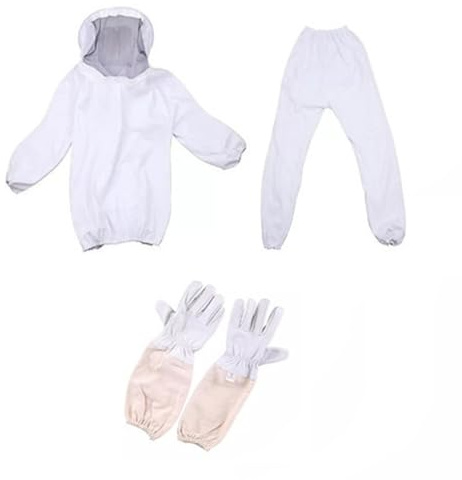 Tuta da Apicoltore, Abbigliamento Apicoltura Professionale, Traspirante Tuta Protettiva Apicoltore Completo di Giacca e Pantaloni, Cappello Velo, Guanti, Postura per Apicoltori