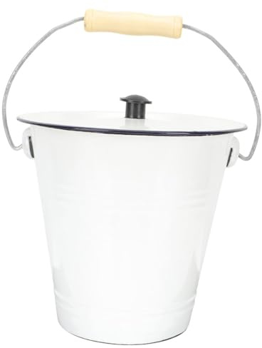 BESTonZON Robuster Emaille-eimer Mit Deckel Dickwandiger Haushalts Lagerbehälter Aus Kratzfestem Für Milch Flüssigkeiten Sand Und Vielseitige Nutzung Im Retro-vintage-stil