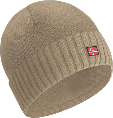 ACE Norway Cappello Invernale in Lana di Pecora - Caldo Cappello a Maglia per Uomo e Donna - Morbido Cappello di Lana per Adulti - Beige