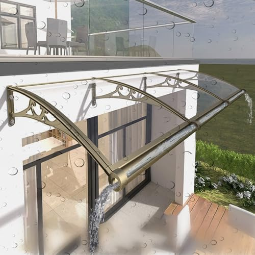Aluminium porte d'entree polycarbonate auvent, Extérieur auvent de terrasse avec évier de guidage, moderne marquise de porte exterieur, Protection contre la pluie et la neige,Protection UV, silencieux