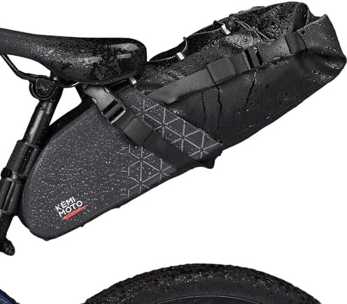 KEMIMOTO Satteltasche Fahrrad 11L, 100% wasserdichte Fahrradtasche Sattel, Rennrad Satteltasche, Fahrrad Sitztasche für E-Bike und MTB, mit Befetigungrimen zur Halterung