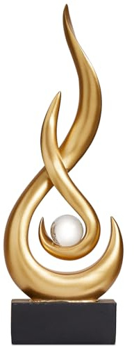 XYQXYQ Moderne abstrakte Kunst-Tischdekoration, Harz-Flammenstatue, moderne goldene Tafelaufsatz, Ornamente für Wohnzimmer, tolle Geschenkidee, Heimdekoration, Sammlerstücke