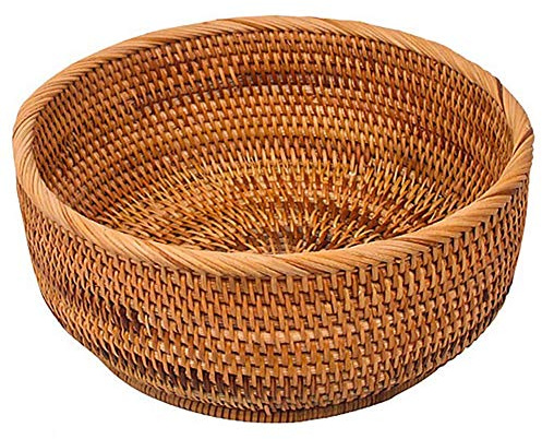UrbanNest Panier de Fruits Rond en Rotin Naturel Plateau de Service de Pain de Table en Osier Tissant des de Stockage des Aliments (Grand, 1 PièCes)