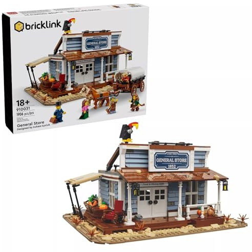 LEGO 910031 Wild West General Store Bauset - 1906 Teile - Detaillierte Bergbaustadt-Szene aus dem 19. Jahrhundert mit 5 Minifiguren, 2 Pferden und authentischem Zubehör