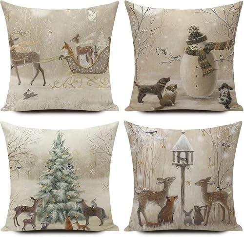 HUASHUZI decorazioni natalizie inverno addobbi natalizi natale cuscini natalizi cuscino 40 x 40 cm natalizio per la casa christmas decorations xmas cushion covers pillow