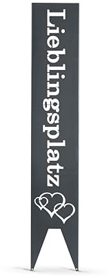 GARDIVO Garten deko Lieblingsplatz schild 115cm Hoch, Gartenstecker, Gartenschild, Gartendekoration, abkantung, Gartendekoration (Anthrazit, Liebe)