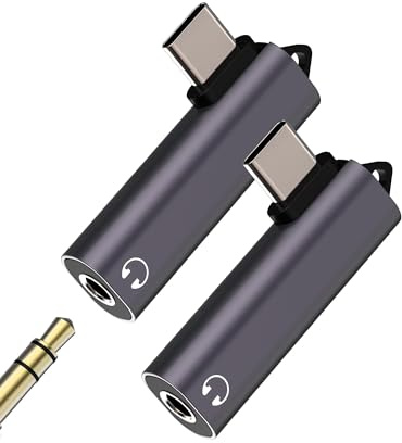 USB C to Aux 3.5mm Headphone Jack Adapter (2Pack)DAC Type C Audio Charger Adaptor for iPhone15 16 Pro for Apple iPad compatible for Samsung Splitter Car Earphone Converter Cable Microphone Dongle Cord